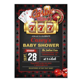 Casino Night Baby Shower Invitation Front View
