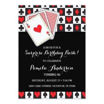 Casino Playing Cards Birthday Invitation Front View