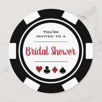 casino poker chip black and white bridal shower invitation