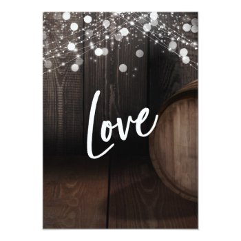 Casual Bridal Shower Typography Barrel & Lights Invitation Front View