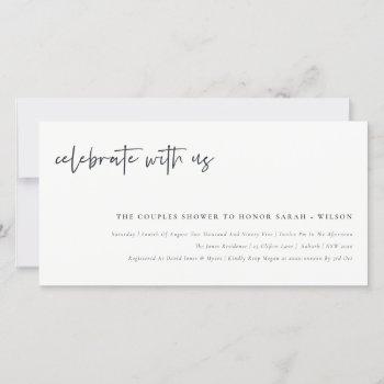 celebrate with us calligraphy couple shower invite