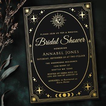 celestial black tarot card bridal shower invite