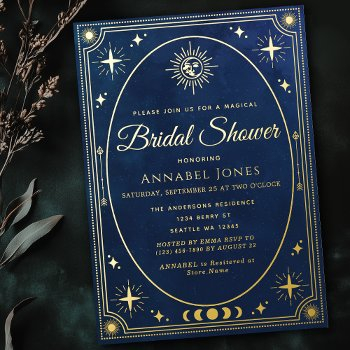 celestial blue tarot card bridal shower invitation