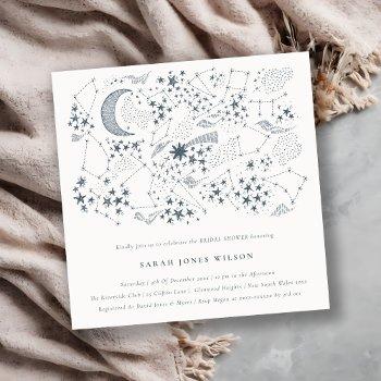 celestial navy starry night moon bridal shower invitation