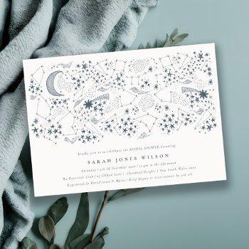 celestial navy starry night moon bridal shower invitation