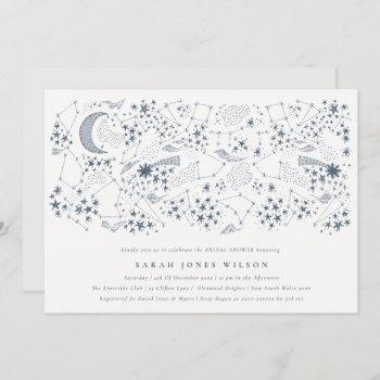 celestial navy starry night moon bridal shower invitation