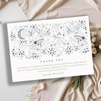 celestial navy starry night moon bridal shower thank you card