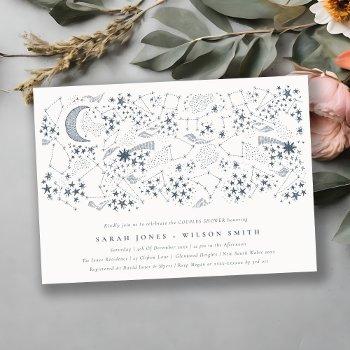 celestial navy starry night moon couples shower invitation