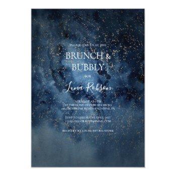 Celestial Night Sky Gold Brunch And Bubbly Shower Invitation Front View