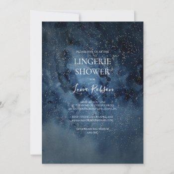 celestial night sky | silver lingerie shower invitation