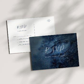 celestial night sky | silver wedding rsvp postcard