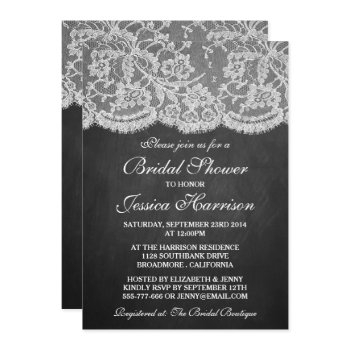 chalkboard & vintage white lace bridal shower invitation