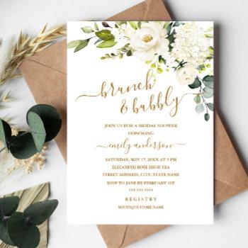 champagne floral brunch and bubbly bridal shower invitation