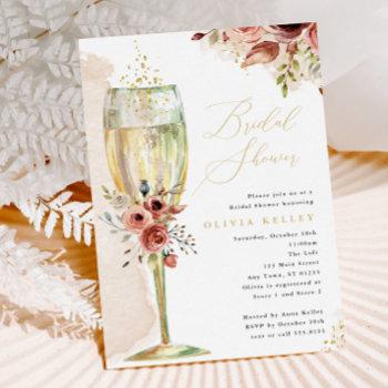 champagne glass rust and gold bridal shower invitation