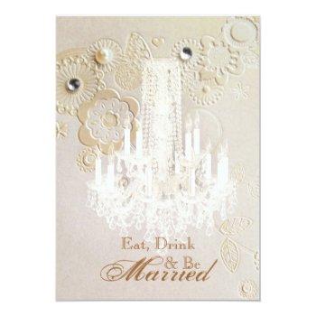 Chandelier Vintage Wedding Rehearsal Dinner Invitation Front View