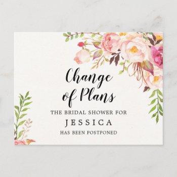 change of plans bridal shower postponed postcard