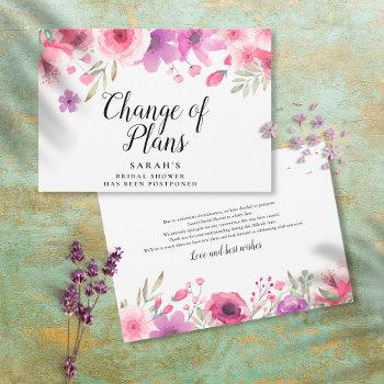 change of plans postponed floral bridal shower save the date