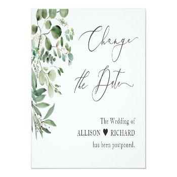 Change The Date Script Simple Elegant Eucalyptus Postcard Front View