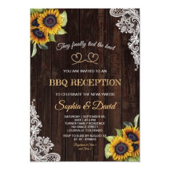 Charm Lace Rope We Tied The Knot Sunflowers Bbq Invitation Front View