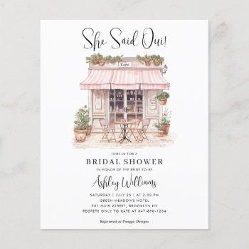 cheap she said oui paris theme cafe bridal shower flyer