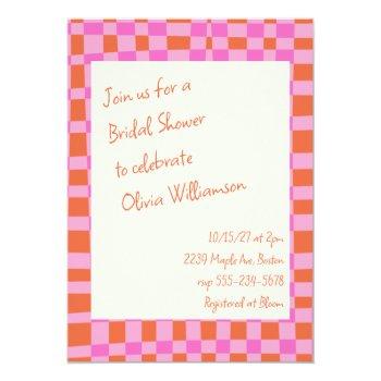 Checkered Pink Orange Script Fun Front View