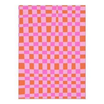 Checkered Pink Orange Script Fun Front View