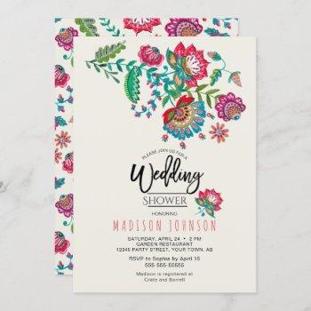 cheerful mexican red & turquoise folk art floral invitation