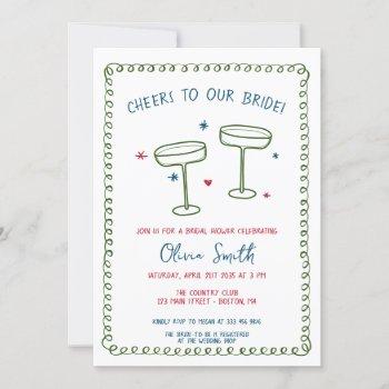 cheers bridal shower handwritten invitation