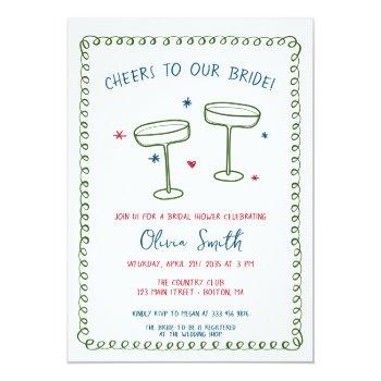 Cheers Bridal Shower Handwritten Invitation Front View