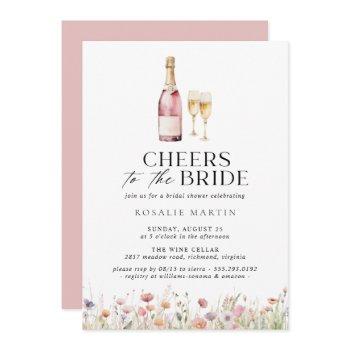 cheers | cute girly pink champagne bridal shower invitation