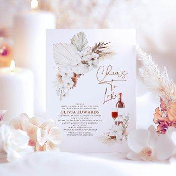 cheers to love boho pampas grass bridal shower invitation