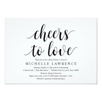 Cheers To Love, Modern Bridal Shower Celebration Invitation Front View