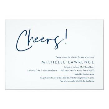 Cheers To Love, Modern Casual Bridal Shower Invita Invitation Front View