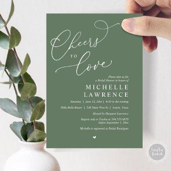 cheers to love, romantic bridal shower party invitation