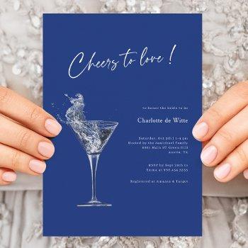 Cheers To Love! Royal Blue Bridal Shower Invite Front View