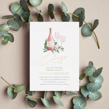 cheers to love wine tasting bridal shower foil invitation