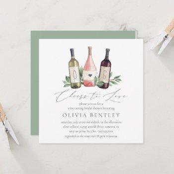 cheers to love wine tasting bridal shower invitation