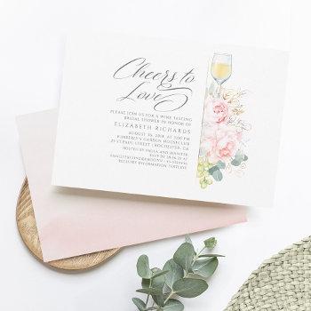 cheers to love wine tasting pink bridal shower invitation