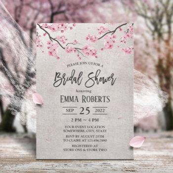 cherry blossom vintage floral bridal shower invitation