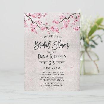 cherry blossom vintage floral bridal shower invitation