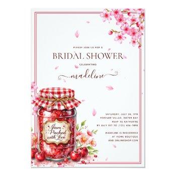 Cherry Jam Cherry Blossoms Bridal Shower  Invitation Front View