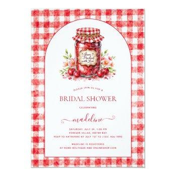 Cherry Jam Gingham Bridal Shower Invitation Front View
