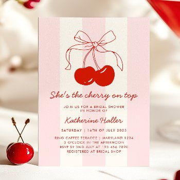 cherry on top retro bridal shower invitation