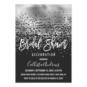 Chic Black Silver Confetti Ombre Front View