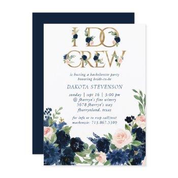 chic blooms | romantic navy and blush i do crew invitation