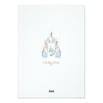 Chic Blue Roses Princess Carriage Bridal Shower Thank You Card Front View