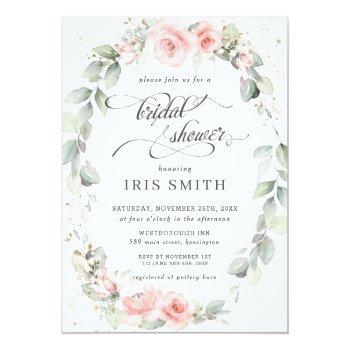 Chic Blush Pink Floral Leafy Wreath Front View