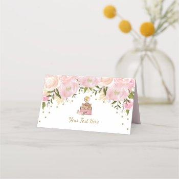 chic blush pink flower travel luggage bridal place card