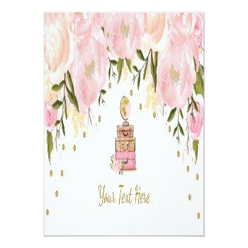 Chic Blush Pink Flower Travel Luggage Bridal Place Card Front View