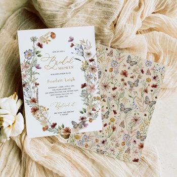 chic bohemian garden flowers bridal shower invitation